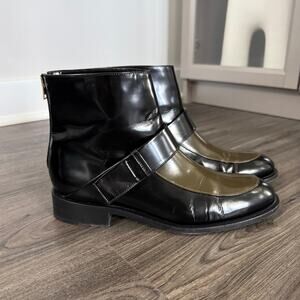 Marni Two-Tone Ankle Boots Patent Leather Heeled Round Toe Size 37